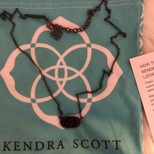 Kendra Scott Elisa Pendant Necklace In Black Drusy